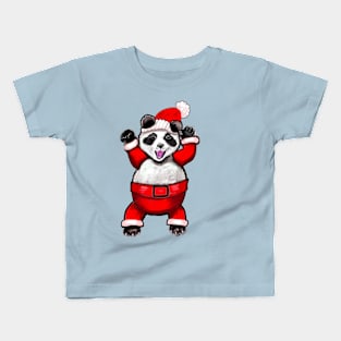 Santa Claus Panda Bear in Red festive merry happy holidays Santa suit Kids T-Shirt